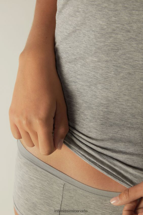 Apparel CA Intimissimi Women Natural Cotton Strappy Top 031-Light Grey Melange DD6R6T1485