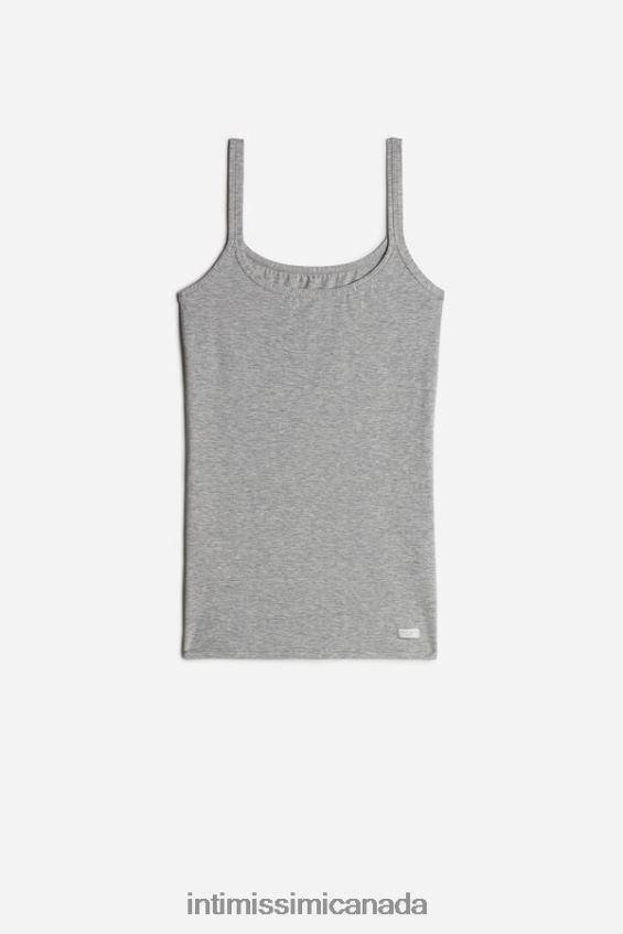 Apparel CA Intimissimi Women Natural Cotton Strappy Top 031-Light Grey Melange DD6R6T1485
