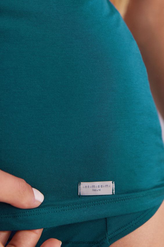 Apparel CA Intimissimi Women Natural Cotton Strappy Top 346J-Teal Blue DD6R6T1270