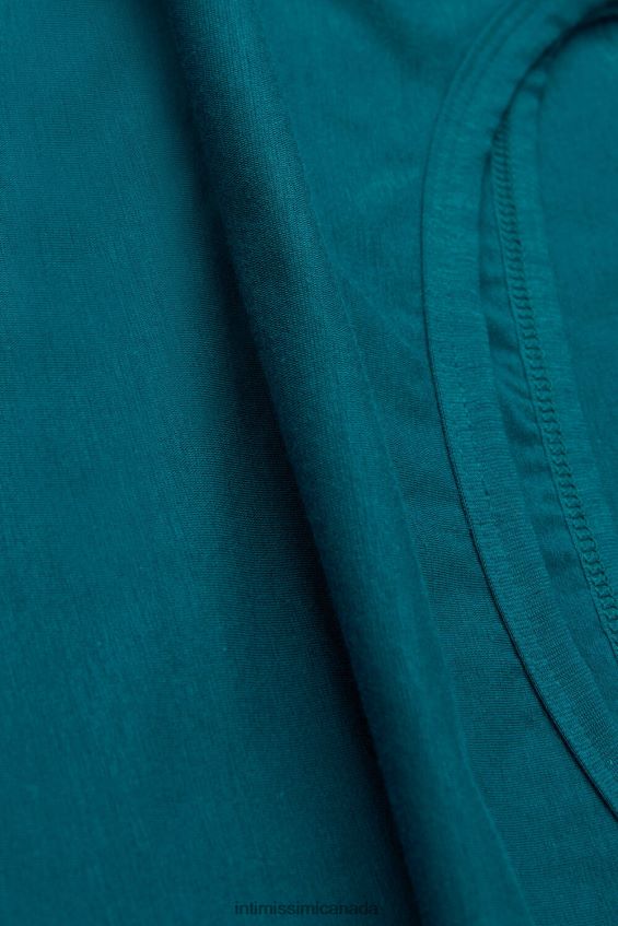 Apparel CA Intimissimi Women Natural Cotton Strappy Top 346J-Teal Blue DD6R6T1270