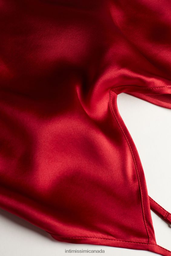 Apparel CA Intimissimi Women Silk Satin Top with V Neck 1473-Red DD6R6T1384