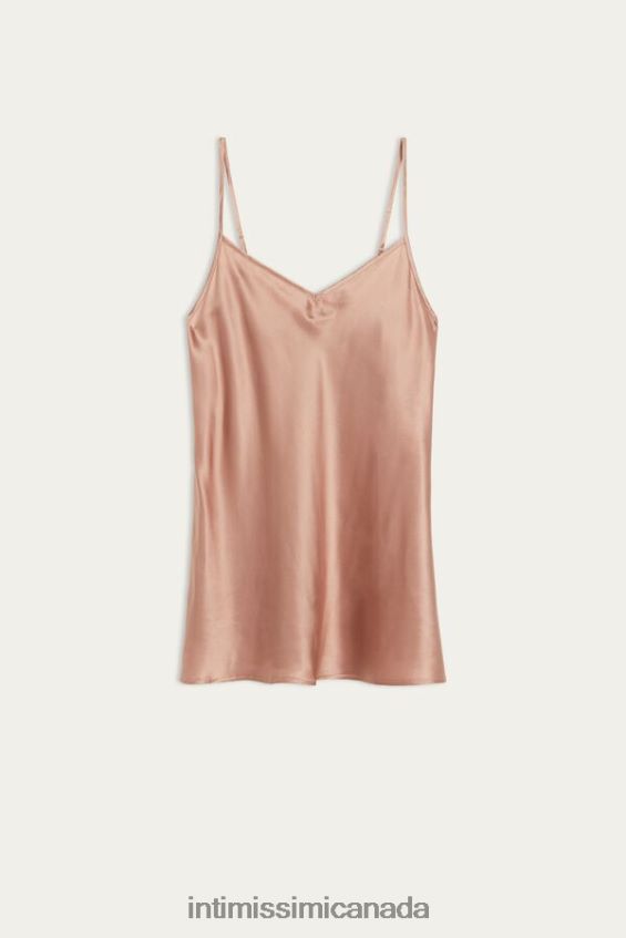 Apparel CA Intimissimi Women Silk Satin Top with V Neck 163I-Satin Pink DD6R6T1395
