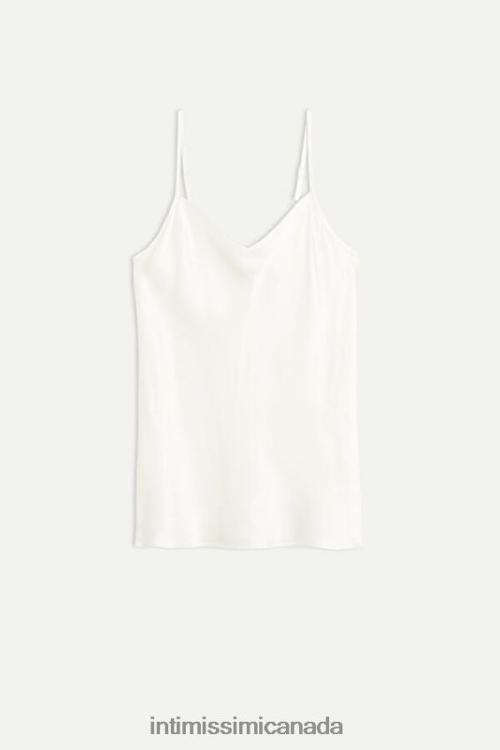 Apparel CA Intimissimi Women Silk Satin Top with V Neck 2127-Powder White DD6R6T1394