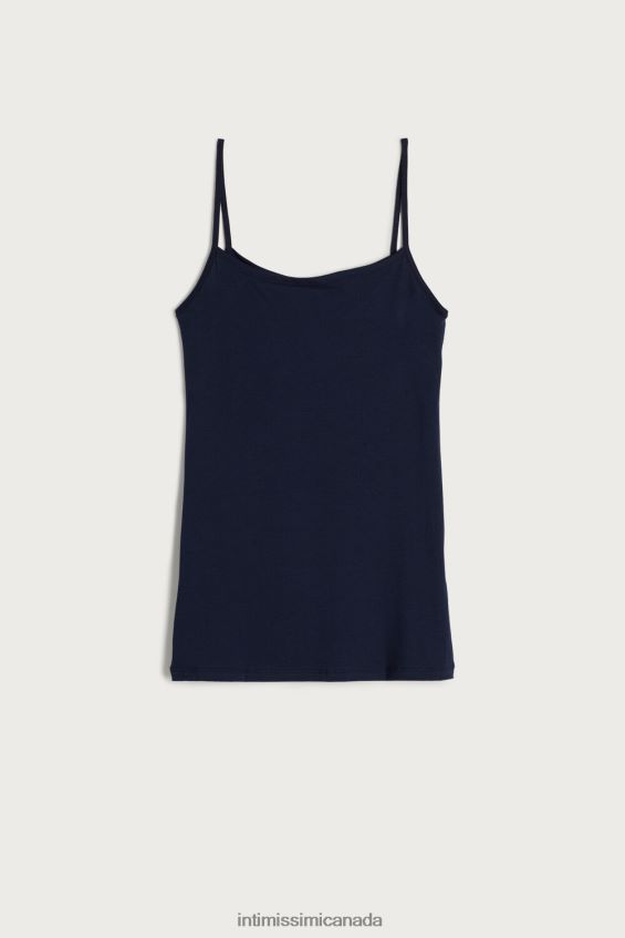 Apparel CA Intimissimi Women Ultrafresh Supima Cotton Vest Top 1467-Intense Blue DD6R6T1439