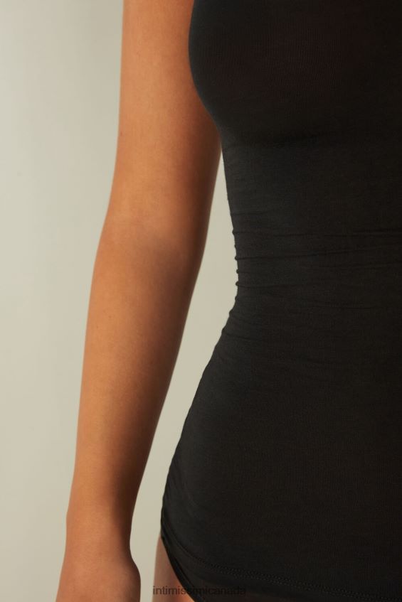 Apparel CA Intimissimi Women Ultralight Supima Cotton Top 019-Black DD6R6T1412