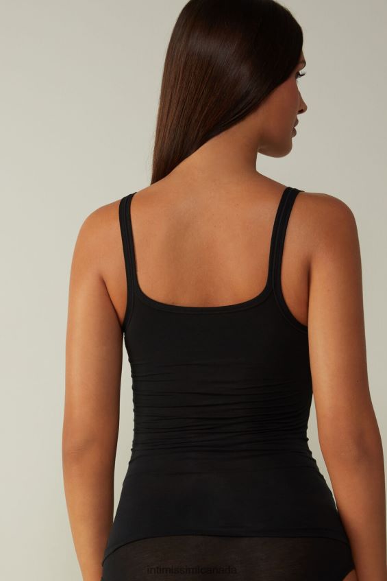 Apparel CA Intimissimi Women Ultralight Supima Cotton Top 019-Black DD6R6T1412