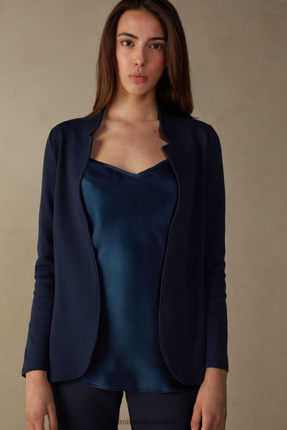 Apparel CA Intimissimi Women Long-Sleeved Cotton Interlock Cardigan 1467-Intense Blue DD6R6T1423