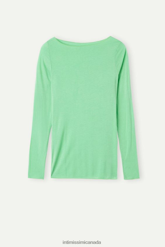 Apparel CA Intimissimi Women Boat Neck Modal Cashmere Ultralight Jumper 218J-Apple Mint DD6R6T1332