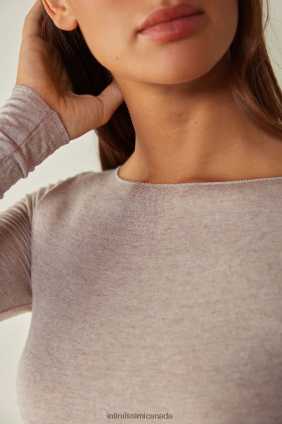 Apparel CA Intimissimi Women Boat Neck Modal Cashmere Ultralight Jumper 7525-Shell Beige Melange DD6R6T1450