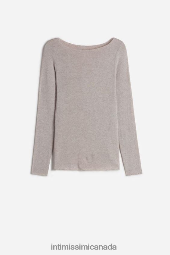 Apparel CA Intimissimi Women Boat Neck Modal Cashmere Ultralight Jumper 7525-Shell Beige Melange DD6R6T1450