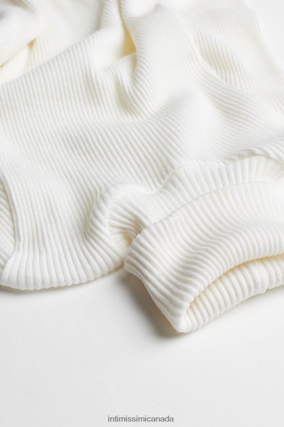 Apparel CA Intimissimi Women Long-sleeve High-Neck Tubular Top in Wool and Silk 2127-Powder White DD6R6T1446