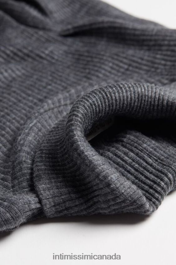 Apparel CA Intimissimi Women Long-sleeve High-Neck Tubular Top in Wool and Silk 7481-Aluminium Grey Blend DD6R6T1445