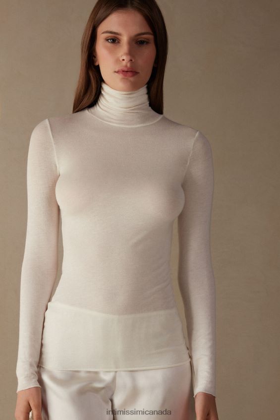 Apparel CA Intimissimi Women Modal Cashmere Ultralight High-Neck Top 231I-Natural Vanilla DD6R6T1261