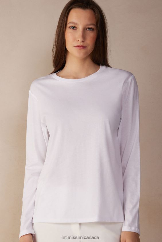 Apparel CA Intimissimi Women Oversize Long-Sleeved Supima Cotton Top 001-White DD6R6T1323