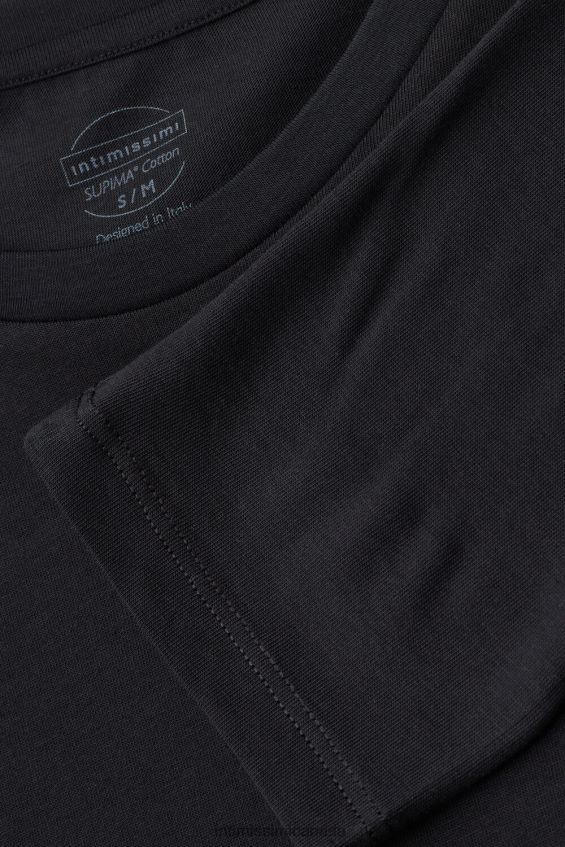 Apparel CA Intimissimi Women Oversize Long-Sleeved Supima Cotton Top 019-Black DD6R6T1322