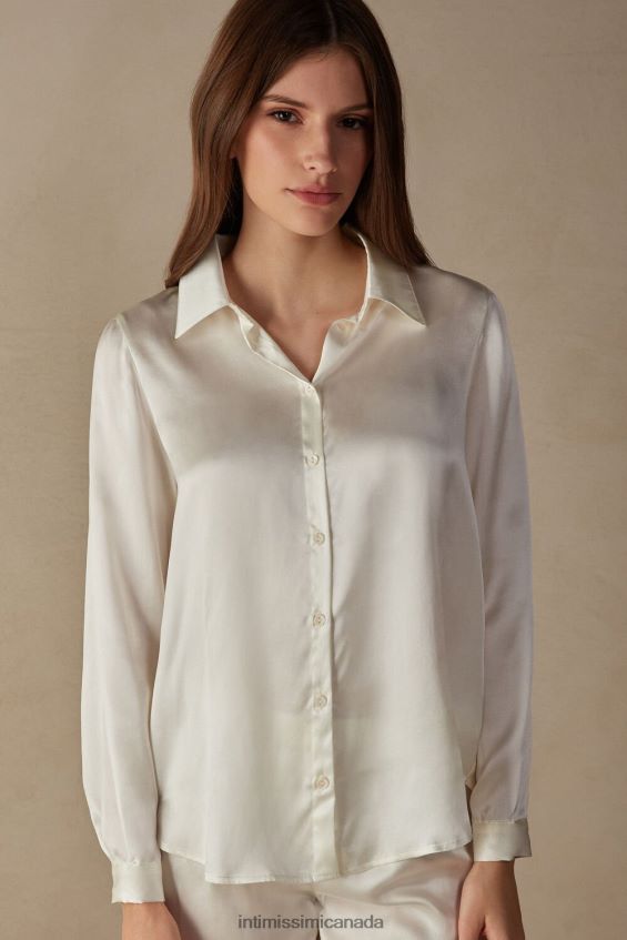 Apparel CA Intimissimi Women Long-Sleeved Silk Top 2127-Powder White DD6R6T1371