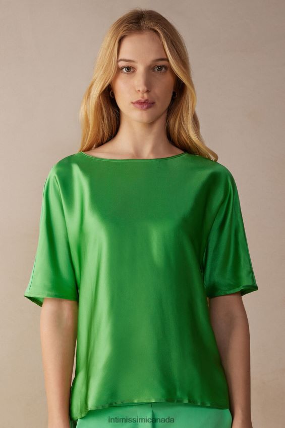 Apparel CA Intimissimi Women Short-Sleeved Silk and Modal Top 218J-Apple Mint DD6R6T1315