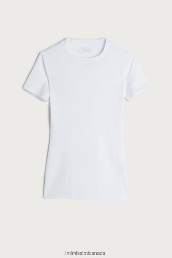 Apparel CA Intimissimi Women Short-Sleeved Stretch Supima Cotton Top 001-White DD6R6T1420