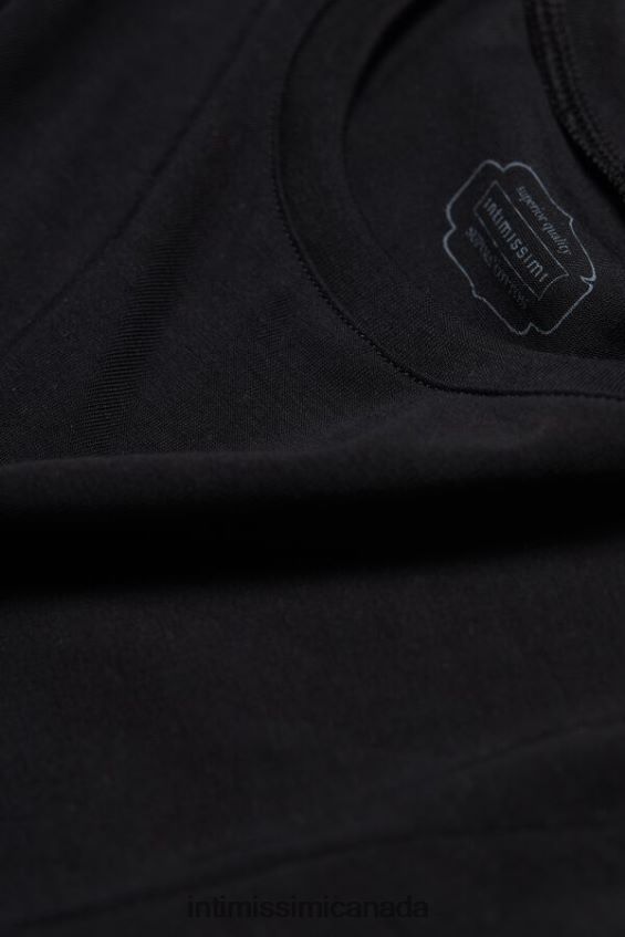 Apparel CA Intimissimi Women Short-Sleeved Stretch Supima Cotton Top 019-Black DD6R6T1419