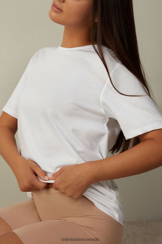 Apparel CA Intimissimi Women Short-Sleeved Supima Cotton Top 001-White DD6R6T1422