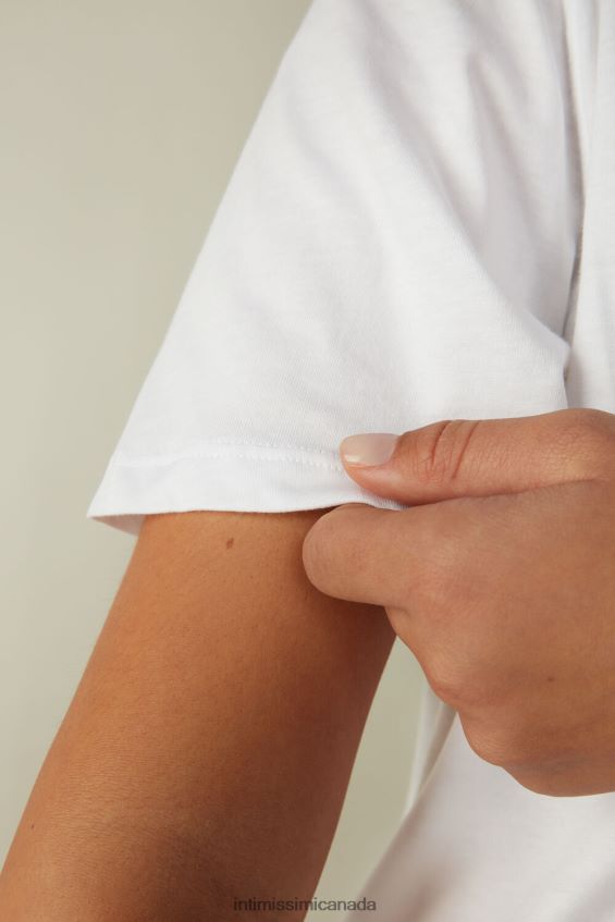 Apparel CA Intimissimi Women Short-Sleeved Supima Cotton Top 001-White DD6R6T1422