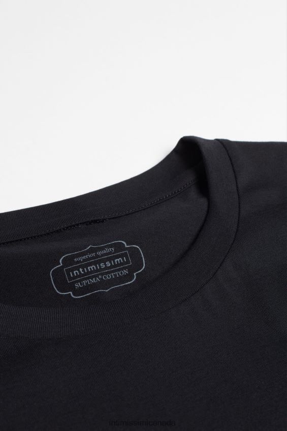 Apparel CA Intimissimi Women Short-Sleeved Supima Cotton Top 019-Black DD6R6T1421